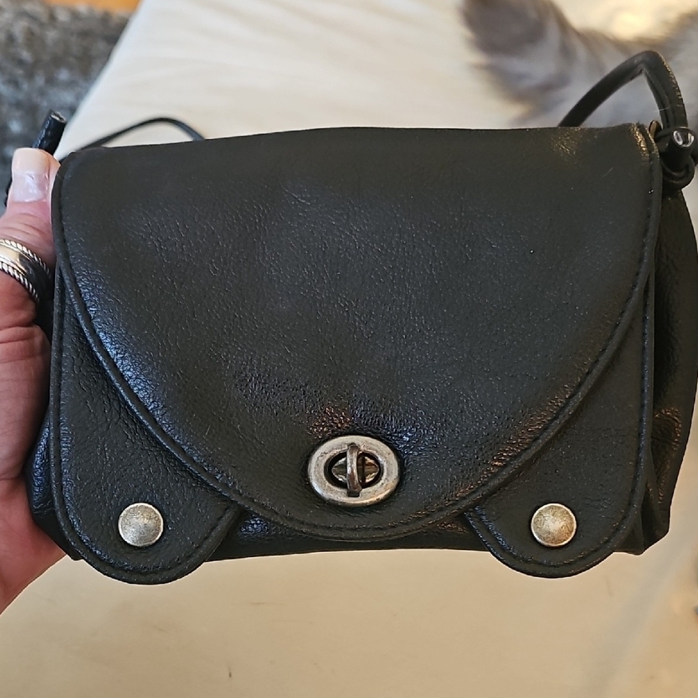 Black Leather Crossbody Bag